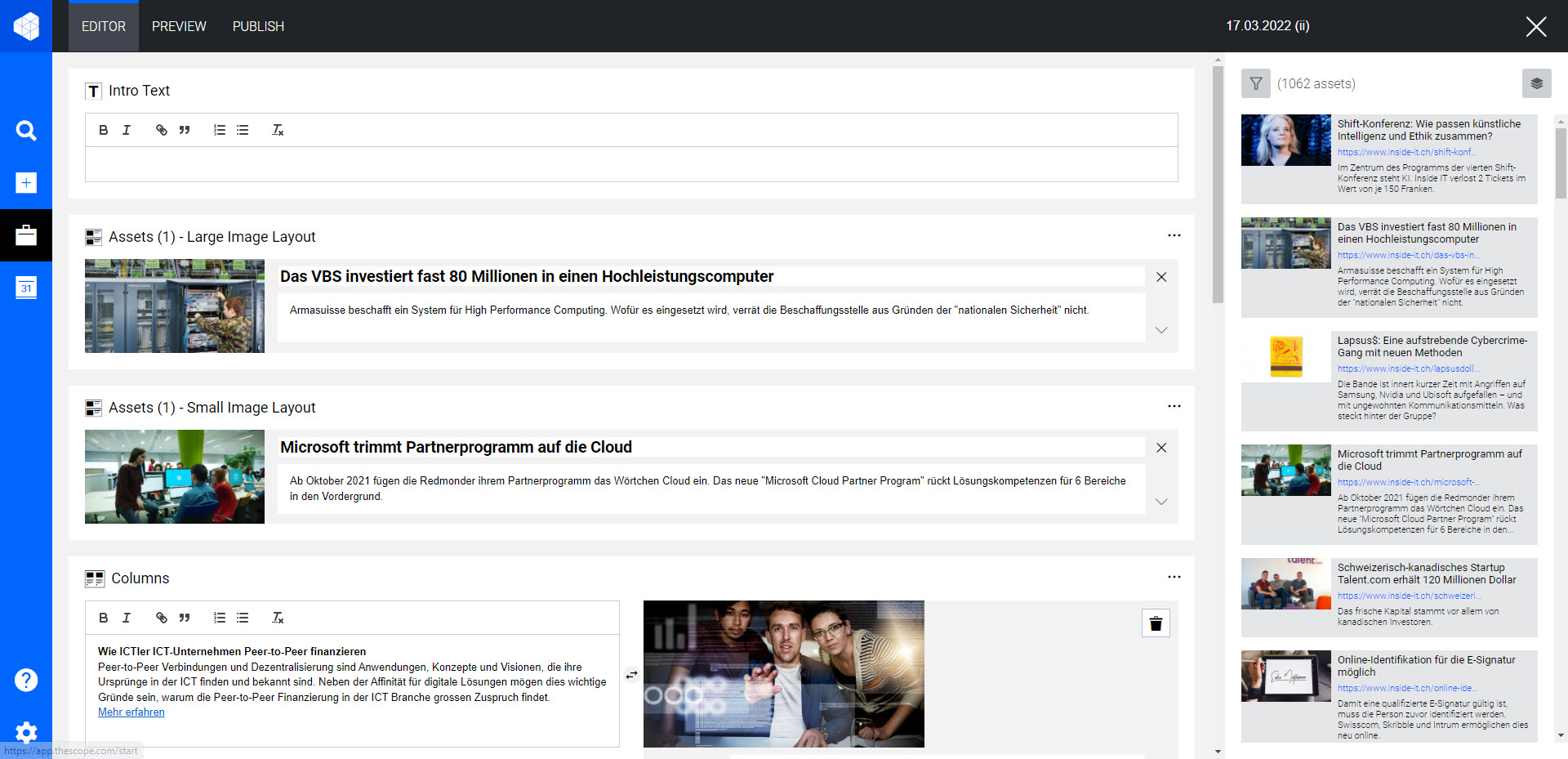 Screenshot Scope bei Inside IT