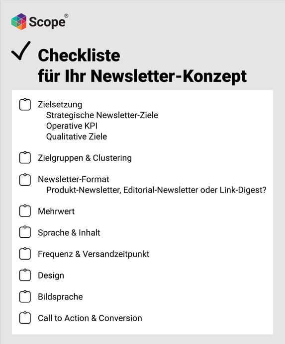 Infografik Checkliste Newsletter-Marketing Newsletter-Konzept