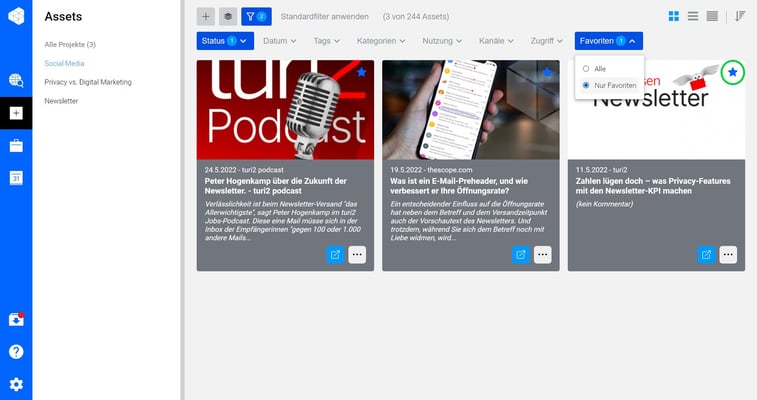 Scope Screenshot Favoriten-Auswahl