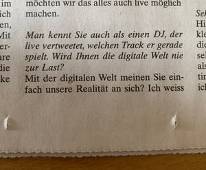 Zitat Interview NZZ DJ der Twittert