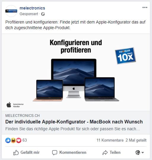 Beispiel Facebook ad custom audience