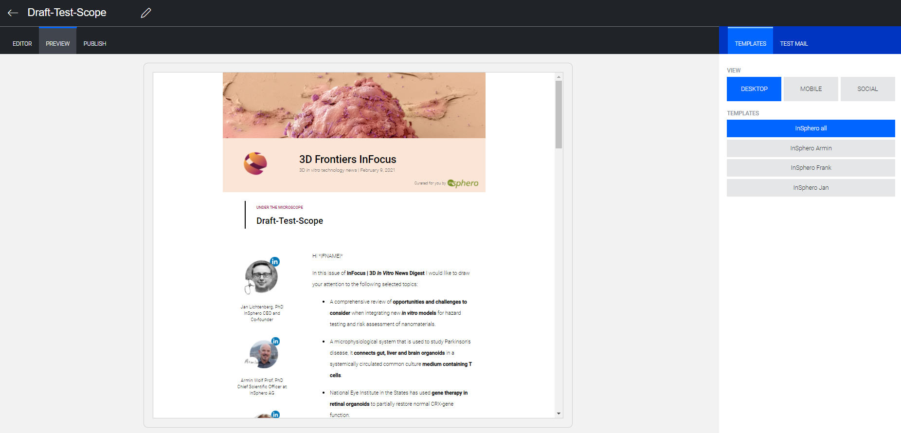 Scope Screenshot insphero