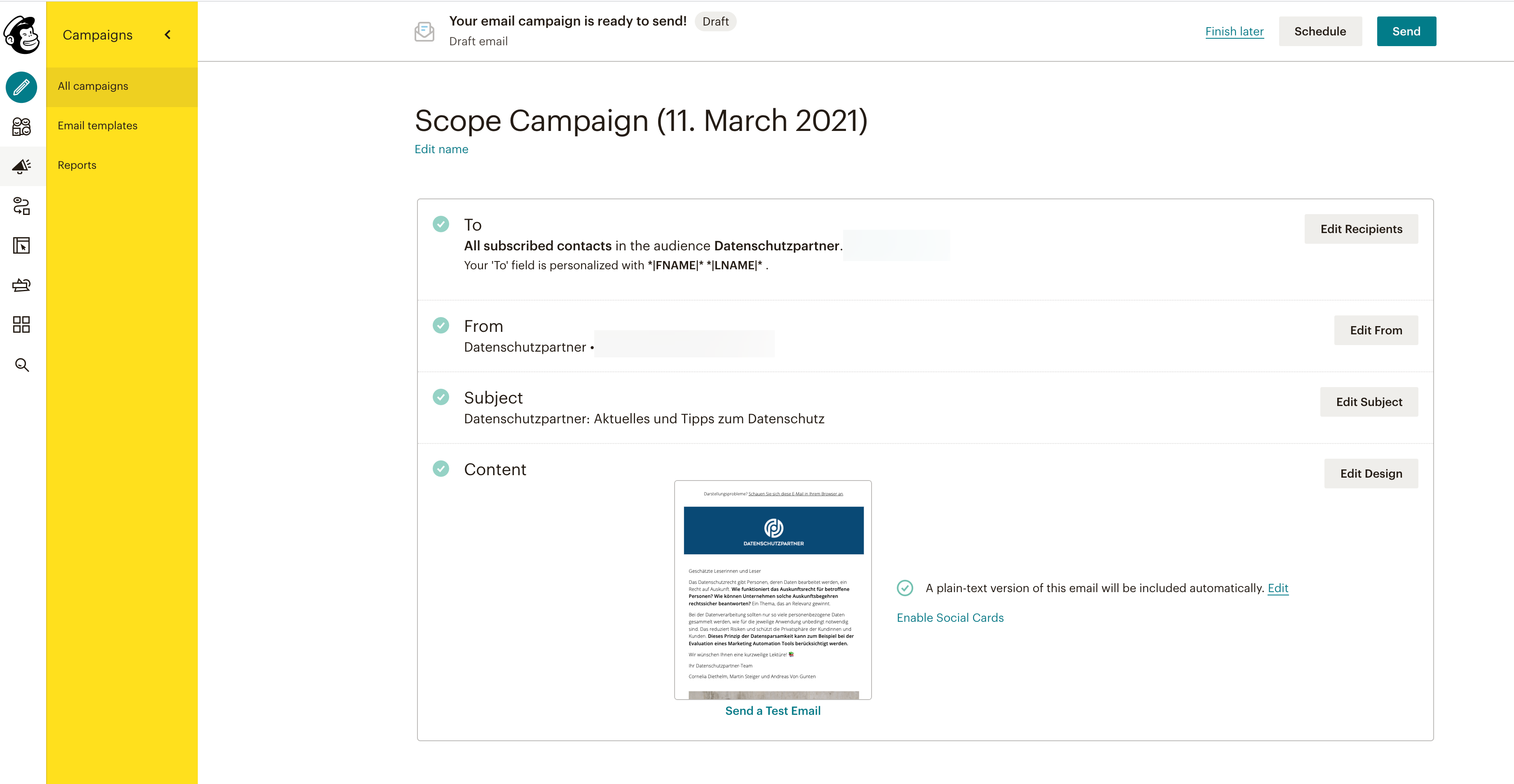 mailchimp datenschutzpartner scope