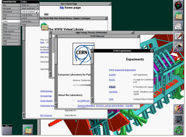 Screenshot des ersten WWW-Browsers
